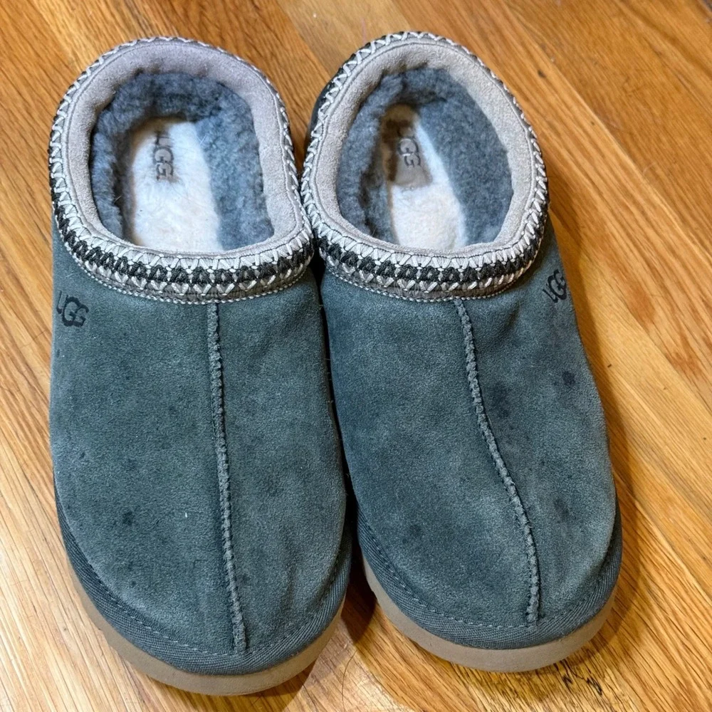 UGG Tasman Forest Green Suede Sheepskin Slippers Mens Size 10